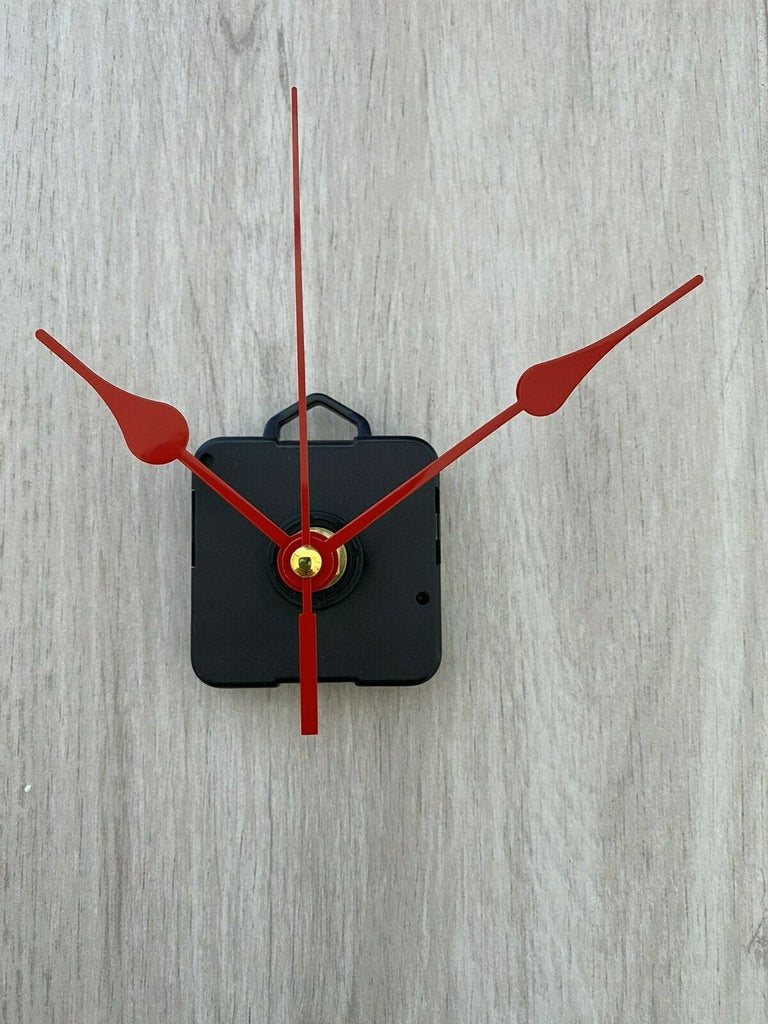 MECCANISMO PER OROLOGIO PARETE LANCETTE LUNGHE ROSSO MOVIMENTO CONTINUO